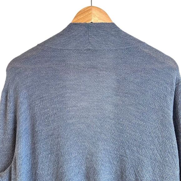 Eileen Fisher Woman Blue, Grey Lightweight Wool Open Waterfall Cardigan Size 1X - Picture 4 of 7
